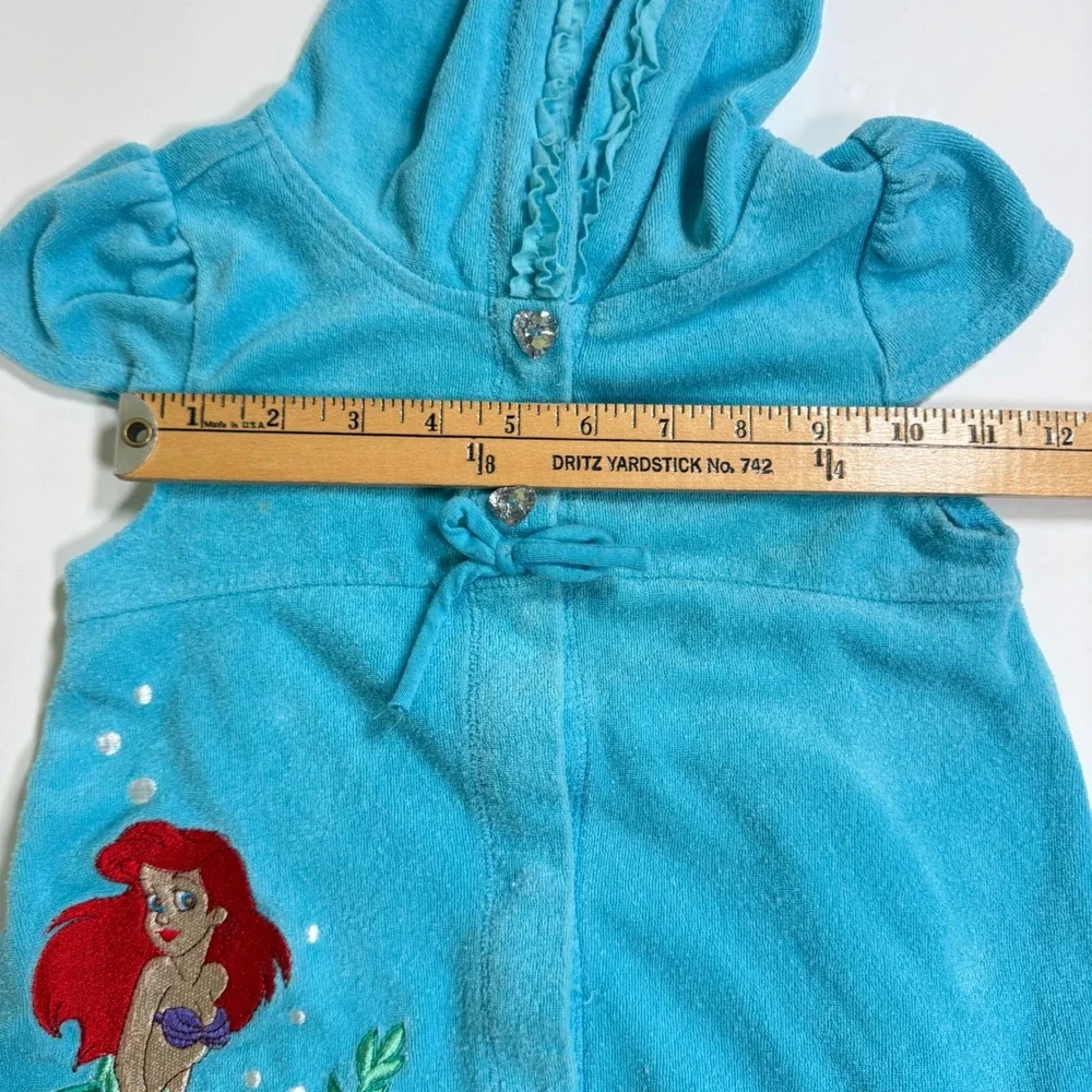Disney Store little mermaid Ariel Swim Cover Up 5/6 Blue Embroidered vtg Hooded